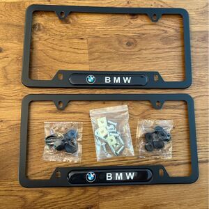 BMW License Plate Frame in Black Set of 2 NWT